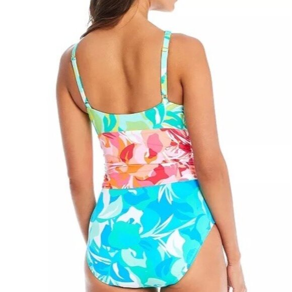 Bleu Rod Beattie Keyhole Tropical Colorful One Piece Swimsuit Size 12 NWT $125 - Picture 3 of 9